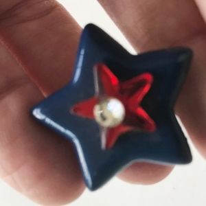 Patriotic Star Pin Brooch Handmade America